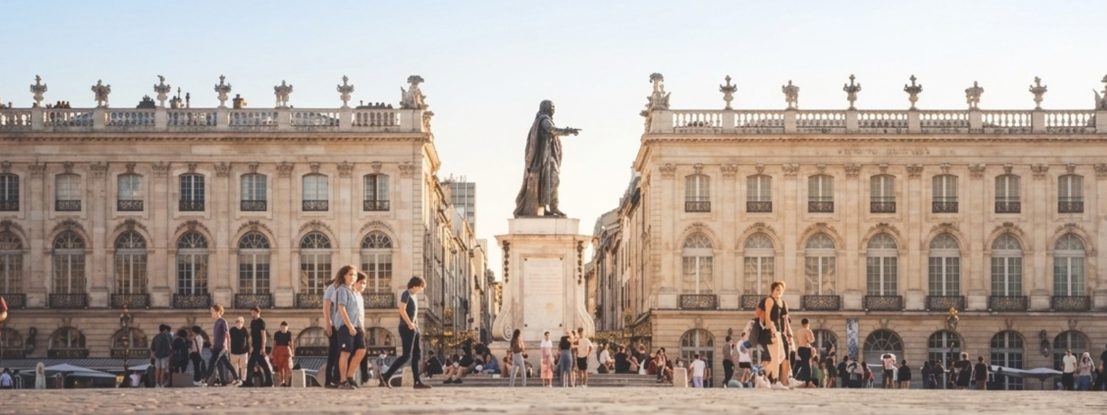 la place stanislas à nancy en meurthe et moselle animée par de nombreux passants sous une belle lumière d'automne